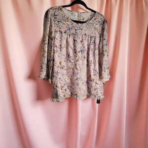 1NWOT Size Light Green Allegra K Pink Floral Blouse